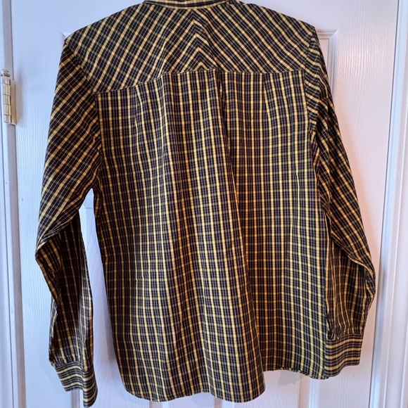Men's Black and Yellow Plaid Fred Perry Button Up. - Picture 4 of 5